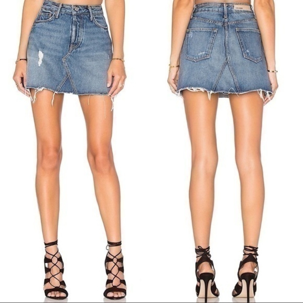 GRLFRND Button Fly Distressed Denim Mini Skirts Size 23